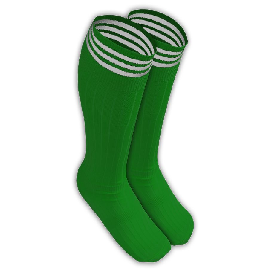 картинка Гетры футбольные подростковые зеленые с белыми полосками от магазина LutchShop.ru