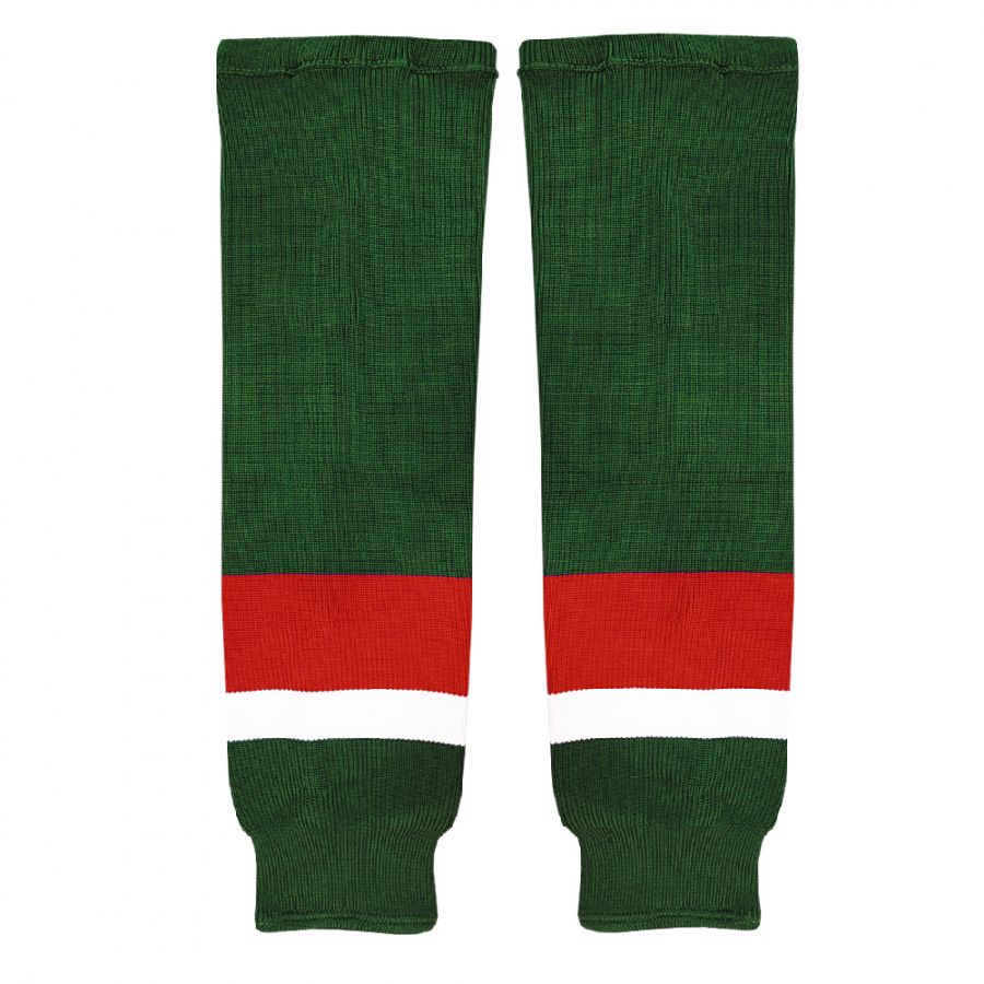 картинка Гамаши хоккейные вязаные зелёные (красная, белая полоса) от магазина LutchShop.ru