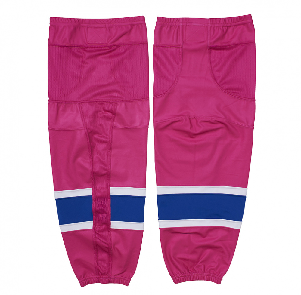 картинка Гамаши хоккейные анатомические розовые с белой и синей полосой  от магазина LutchShop.ru