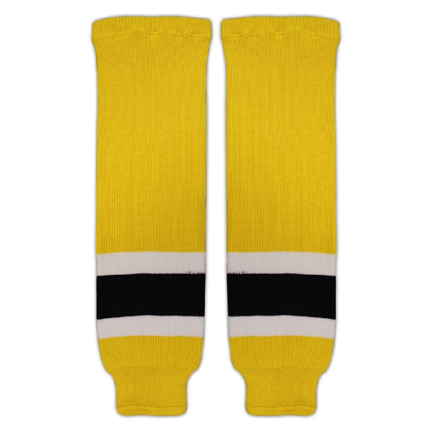 картинка Гамаши хоккейные вязаные жёлтые(белая,черная полосы) от магазина LutchShop.ru
