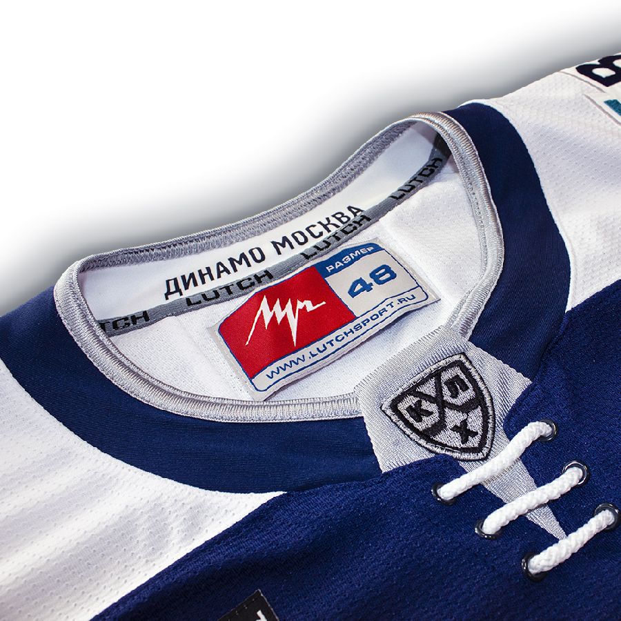 картинка Хоккейный свитер Динамо Москва сезон 19-20 анатомический (тёмный вариант) от магазина LutchShop.ru