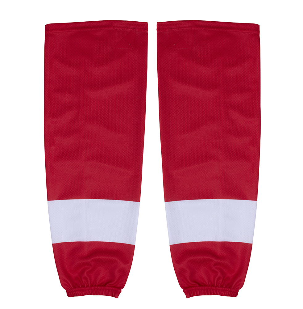 картинка Гамаши хоккейные простые красные с белой полосой от магазина LutchShop.ru