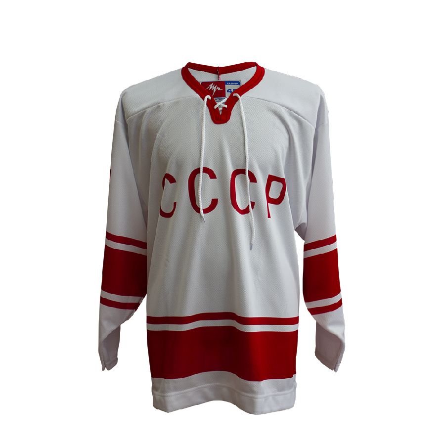 картинка Свитер хоккейный классический СССР Мальцев (белый) от магазина LutchShop.ru