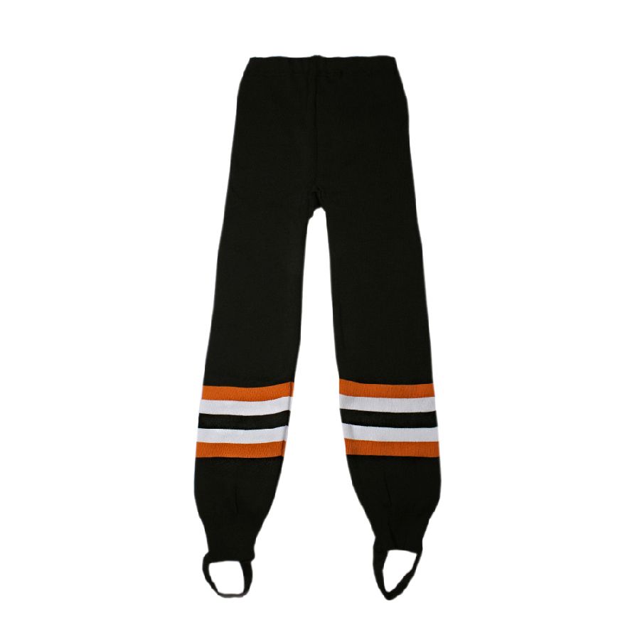картинка Рейтузы хоккейные детские чёрные (белые,оранжевые полосы) от магазина LutchShop.ru