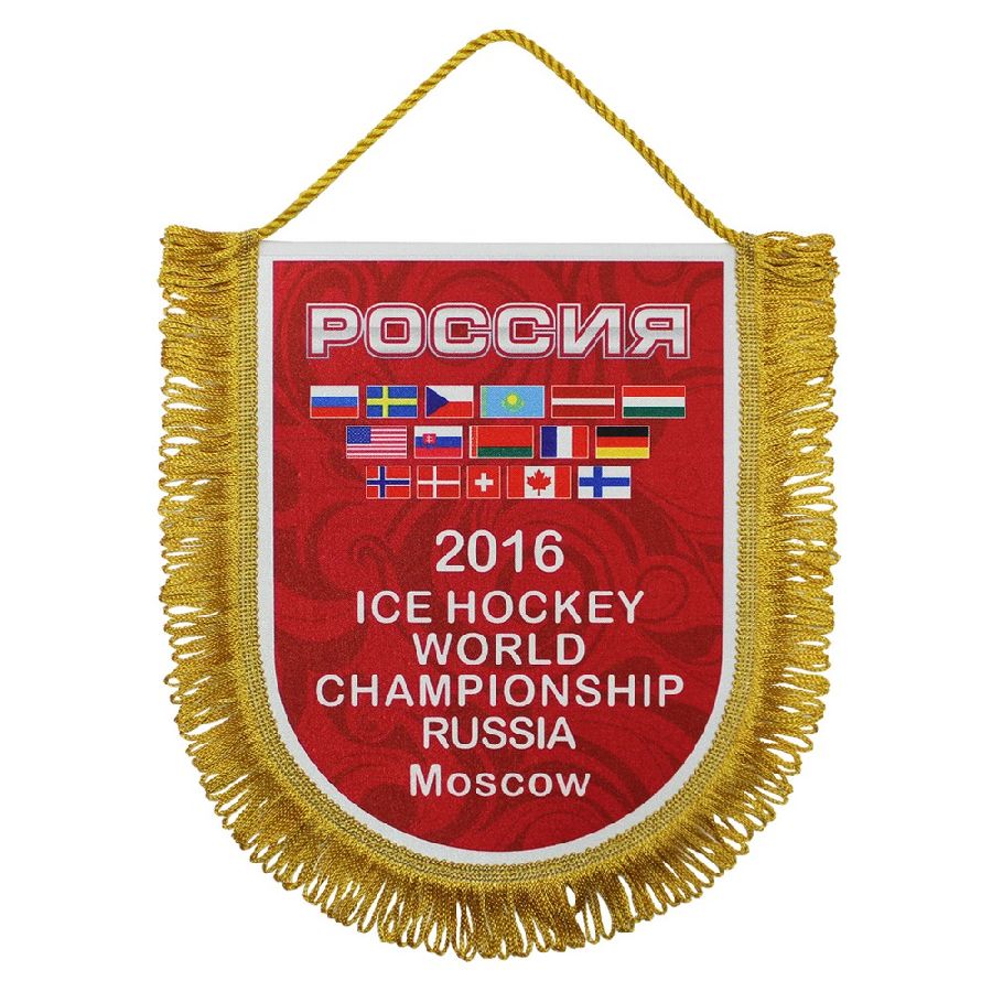 картинка Вымпел ЧМ по хоккею 2016 красный от магазина LutchShop.ru
