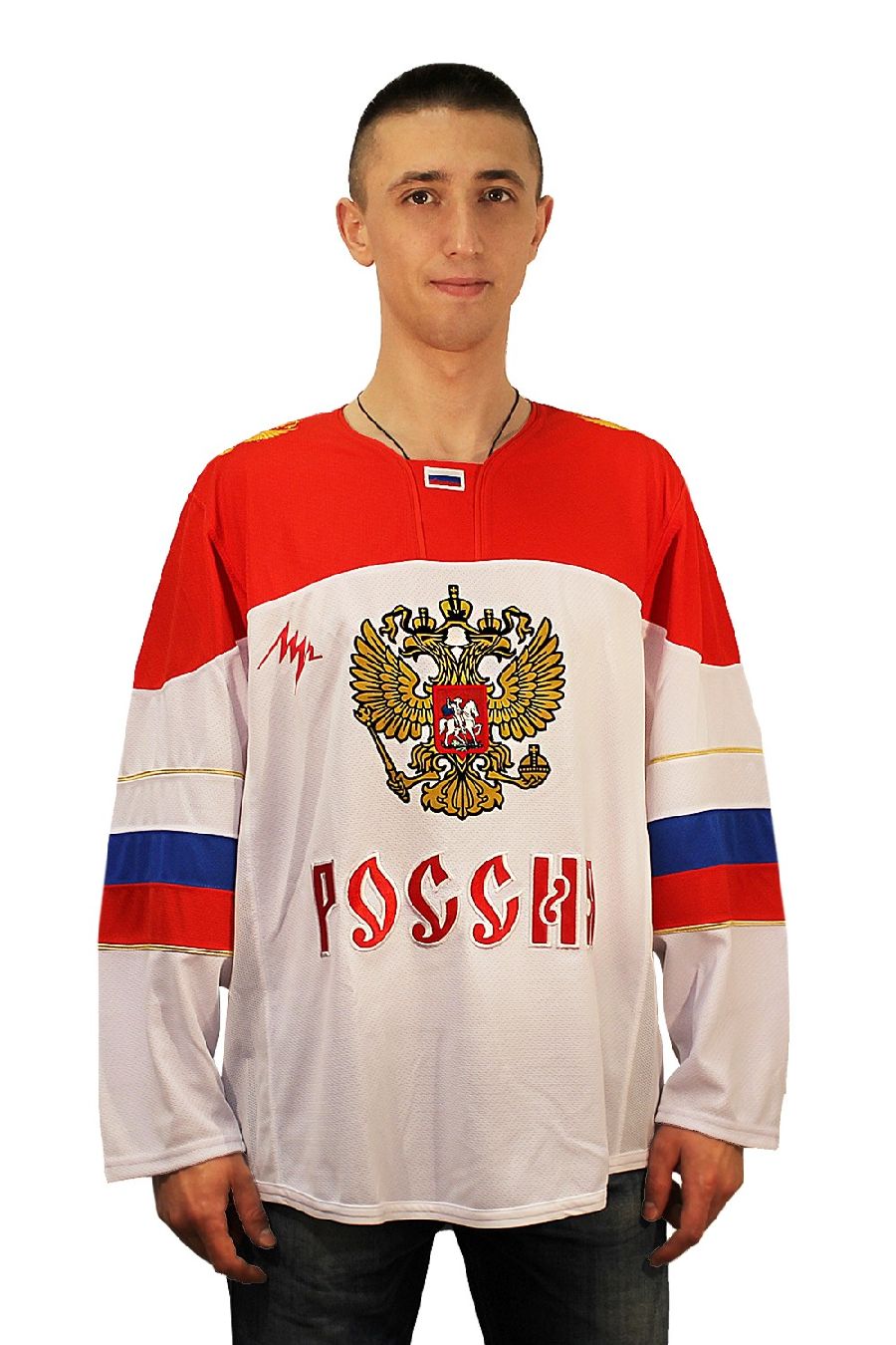 картинка Хоккейный свитер Россия анатомический белый от магазина LutchShop.ru