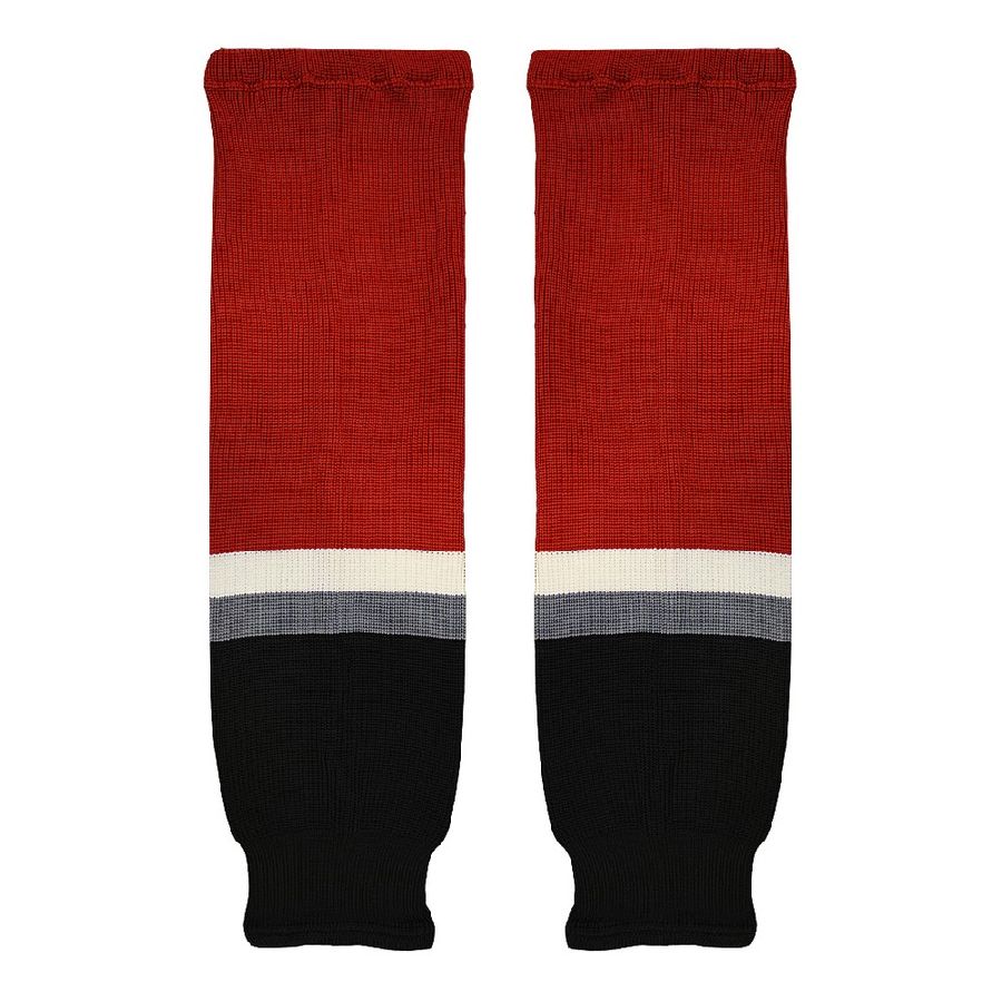 картинка Гамаши СК ЦЕНТР  хоккейные вязанные красно-черные(серые,белые полоса) от магазина LutchShop.ru