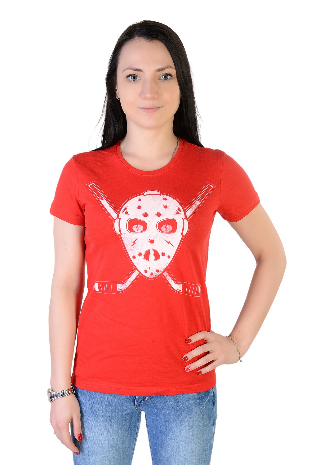 картинка Футболка Маска HOCKEY большая женская, красная от магазина LutchShop.ru
