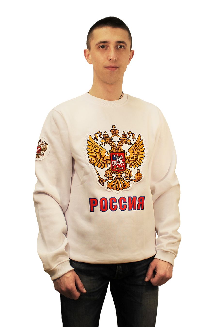 картинка Толстовка Россия с гербом (белая) от магазина LutchShop.ru
