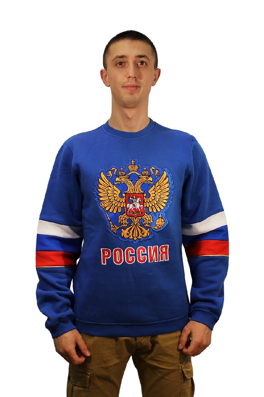 картинка Толстовка Россия с гербом триколор (синий) от магазина LutchShop.ru