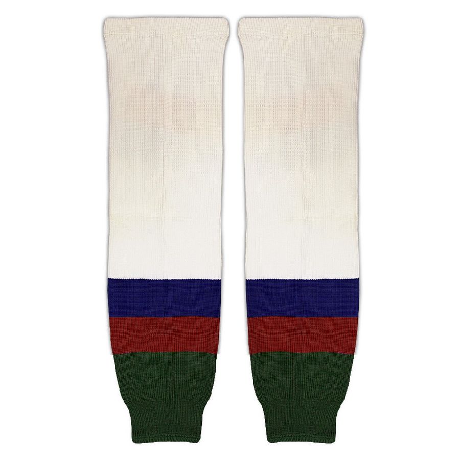 картинка Гамаши хоккейные вязанные белые (синие,красные, зеленые полосы) от магазина LutchShop.ru