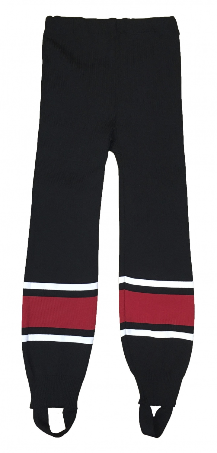 картинка Рейтузы хоккейные вязаные черный (красно-белые полосы) от магазина LutchShop.ru
