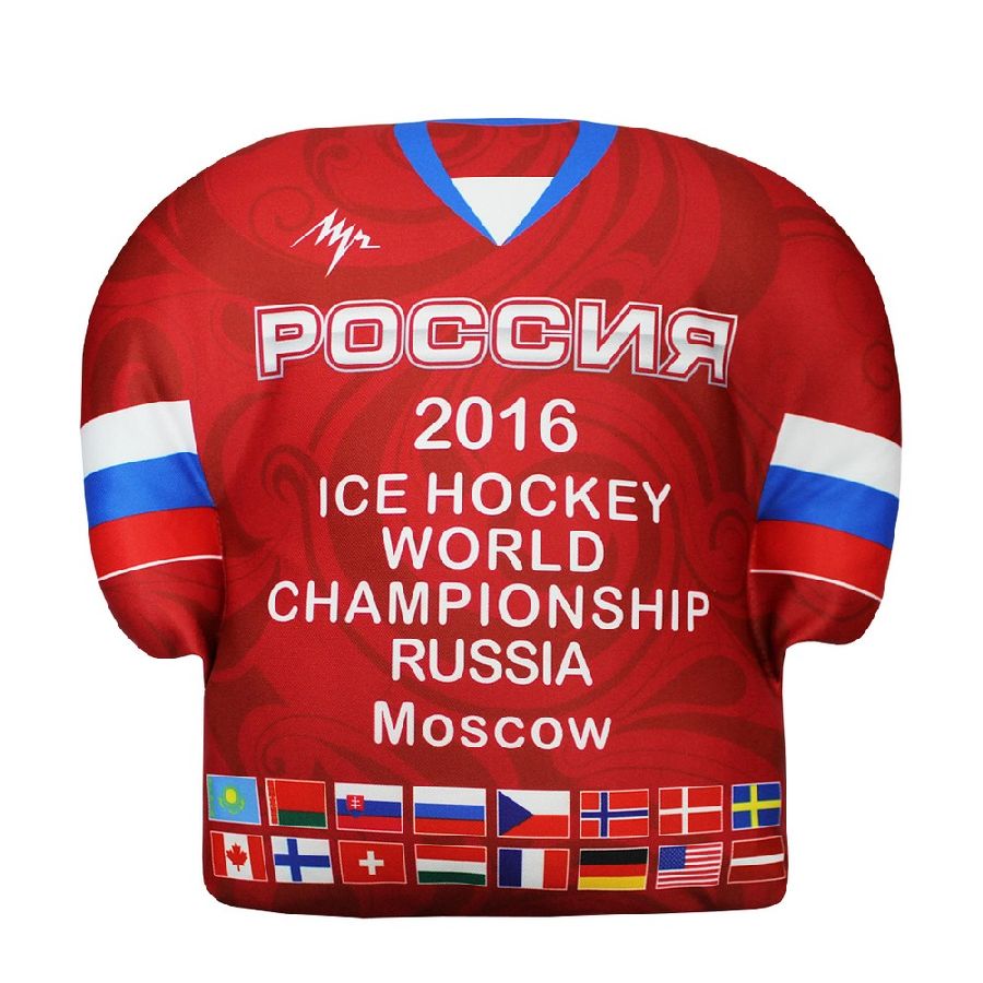 картинка Подушка ЧМ по хоккею 2016 красная от магазина LutchShop.ru
