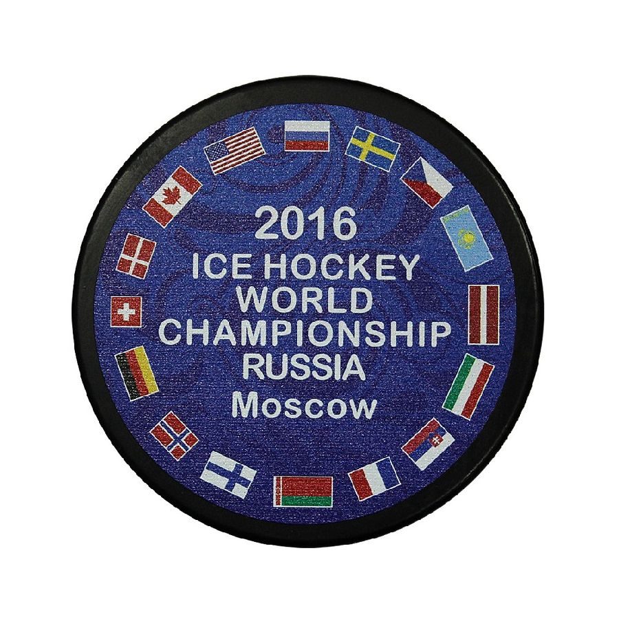 картинка Шайба хоккейная ЧМ по хоккею 2016 синяя. GUFEX, Чехия от магазина LutchShop.ru